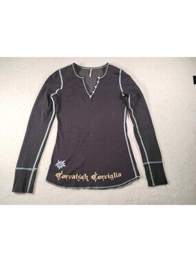 Vtg Alp N Rock Ski Henley Base Layer Logo Patch Engadina Size 1/XS Dark Blue